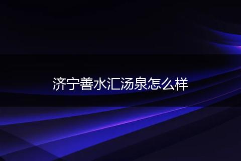 济宁善水汇汤泉怎么样
