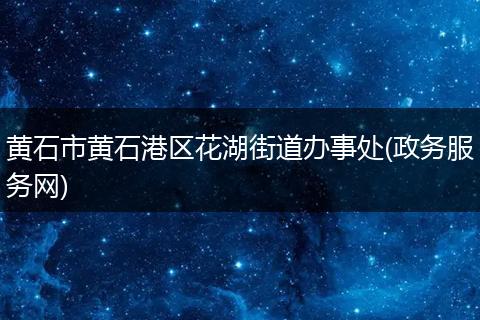 黄石市黄石港区花湖街道办事处(政务服务网)