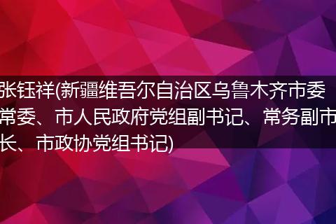 张钰祥(新疆维吾尔自治区乌鲁木齐市委常委、市人民政府党组副书记、常务副市长、市政协党组书记)