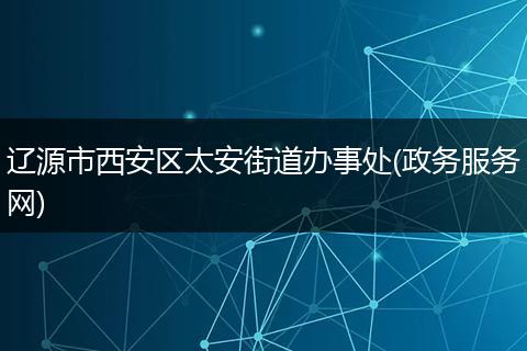 辽源市西安区太安街道办事处(政务服务网)