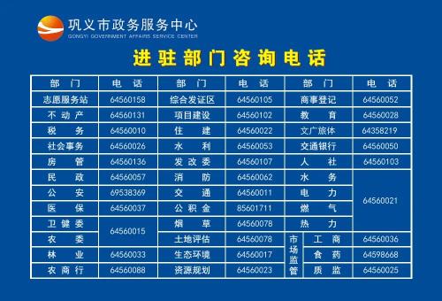 巩义市政务服务中心办事大厅窗口预约咨询电话