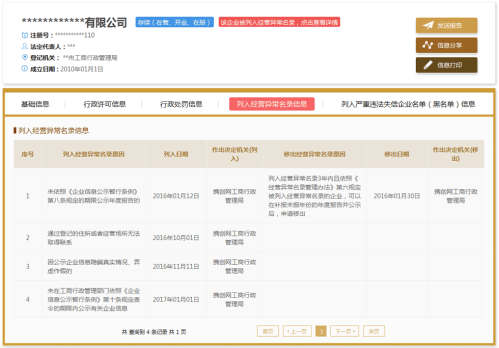 宿州企业被列入经营异常名录有什么后果？ 怎么处理？
