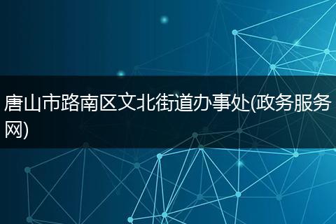 唐山市路南区文北街道办事处(政务服务网)