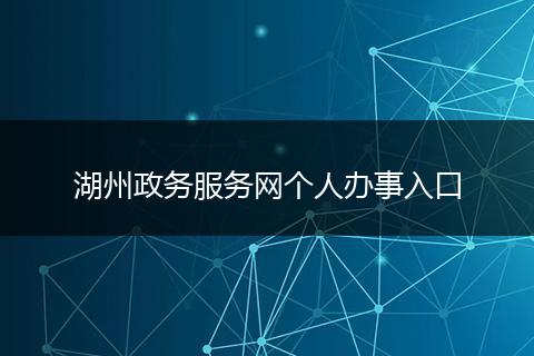 湖州政务服务网个人办事入口