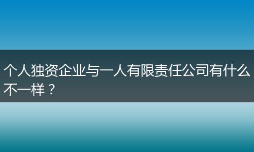 个人独资企业与一人有限责任公司有什么不一样？