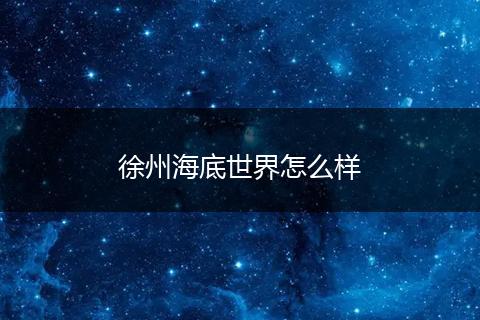 徐州海底世界怎么样