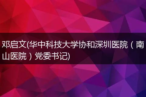 邓启文(华中科技大学协和深圳医院（南山医院）党委书记)