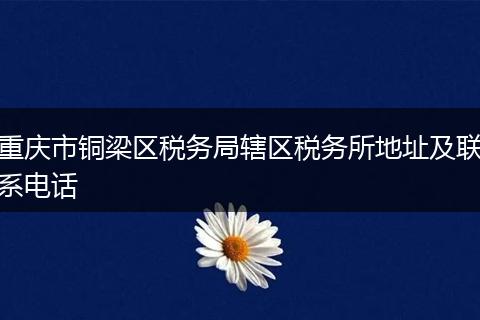 重庆市铜梁区税务局辖区税务所地址及联系电话