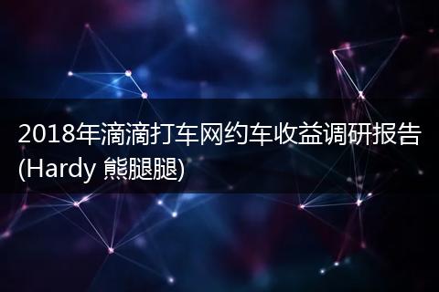 2018年滴滴打车网约车收益调研报告(Hardy 熊腿腿)