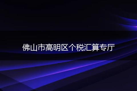 佛山市高明区个税汇算专厅