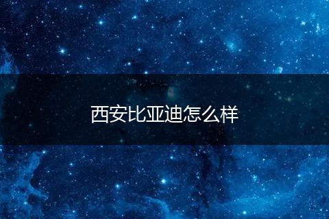西安比亚迪怎么样
