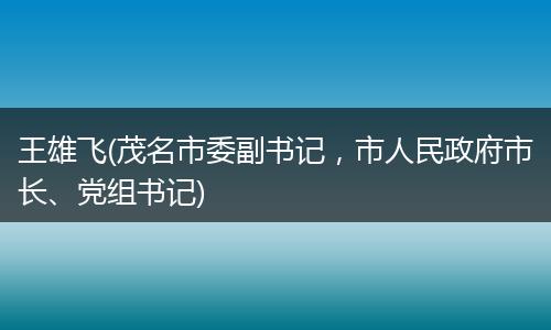 王雄飞(茂名市委副书记，市人民政府市长、党组书记)