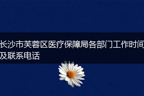 长沙市芙蓉区医疗保障局各部门工作时间及联系电话