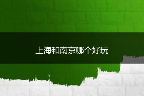 上海和南京哪个好玩