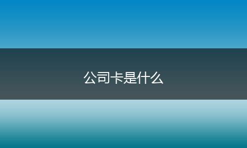 公司卡是什么