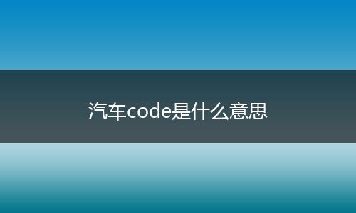 汽车code是什么意思