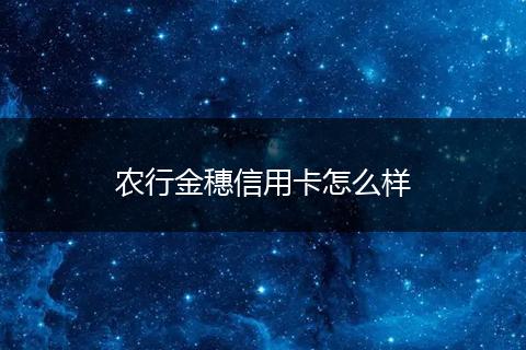 农行金穗信用卡怎么样