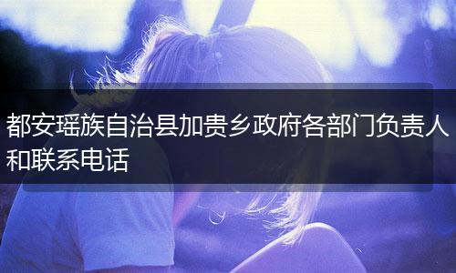 都安瑶族自治县加贵乡政府各部门负责人和联系电话
