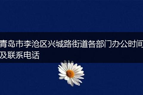 青岛市李沧区兴城路街道各部门办公时间及联系电话