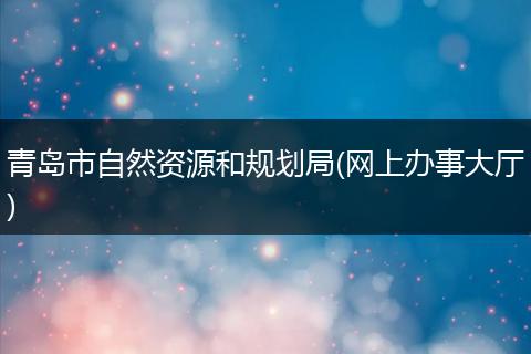 青岛市自然资源和规划局(网上办事大厅)