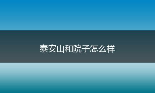泰安山和院子怎么样