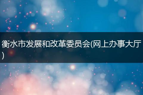 衡水市发展和改革委员会(网上办事大厅)