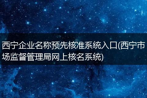 西宁企业名称预先核准系统入口(西宁市场监督管理局网上核名系统)