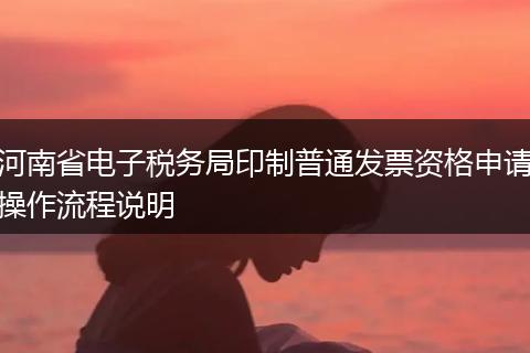 河南省电子税务局印制普通发票资格申请操作流程说明