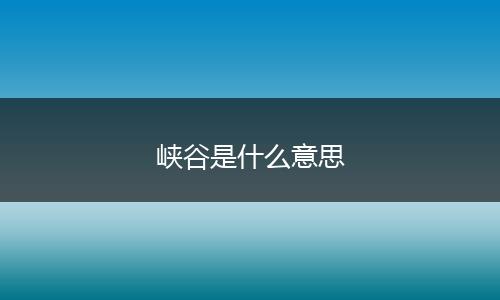 峡谷是什么意思