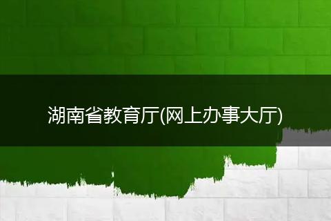 湖南省教育厅(网上办事大厅)