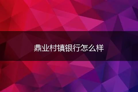 鼎业村镇银行怎么样