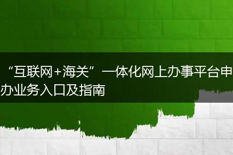 “互联网+海关”一体化网上办事平台申办业务入口及指南