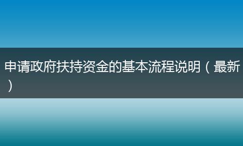 申请政府扶持资金的基本流程说明（最新）