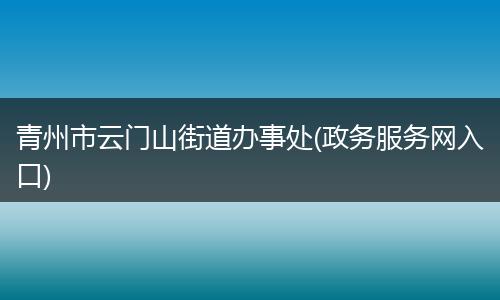 青州市云门山街道办事处(政务服务网入口)