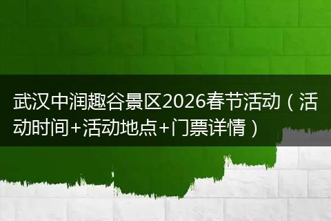 武汉中润趣谷景区2026春节活动（活动时间+活动地点+门票详情）