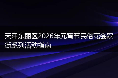 天津东丽区2026年元宵节民俗花会踩街系列活动指南