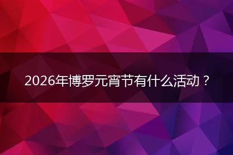2026年博罗元宵节有什么活动？